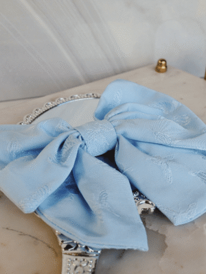 Light Blue Claire Bow with embossed satiny butterflies by homespun honeybee designs