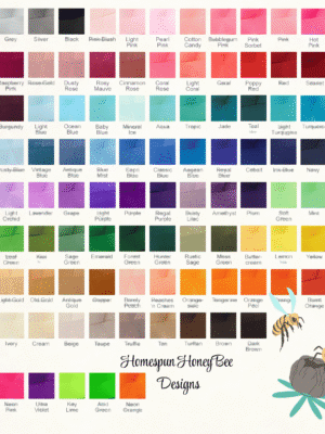 HHB Colors Chart Selection of colors available for bows by homespun honeybee