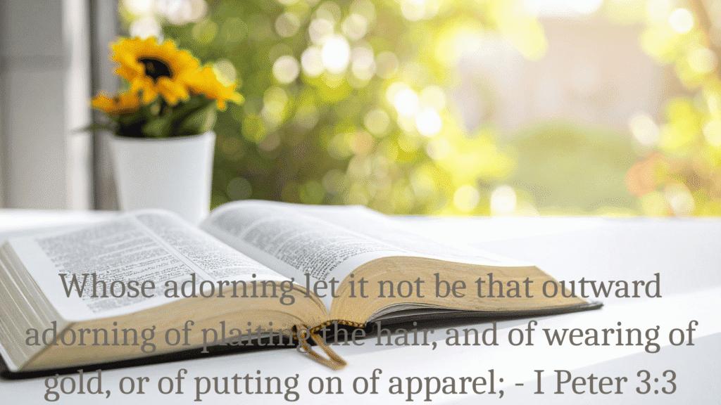 Open KJV Bible and verse text I Peter 3:3