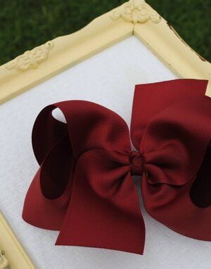 jumbo cranberry red ribbon hair bow by homespun honeybee designs