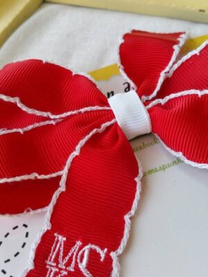 Petite pinwheel bow in red by homespun honeybee designs