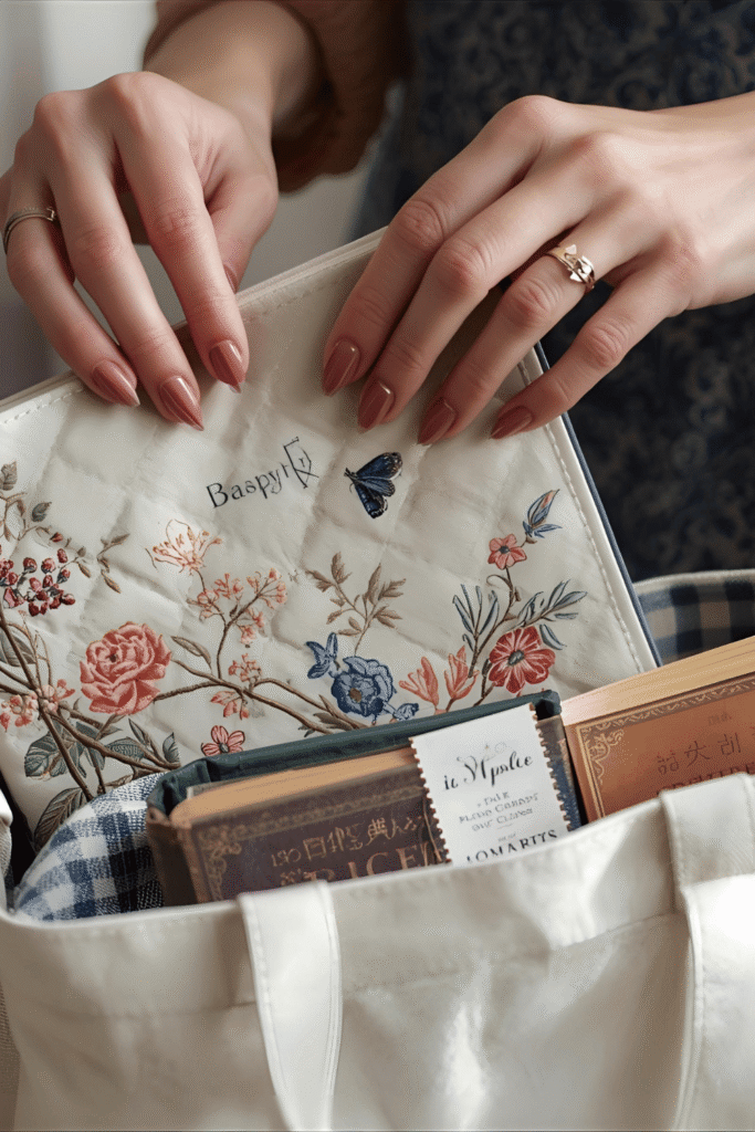 an attractive quilted book sleeve by homespun honeybee designs