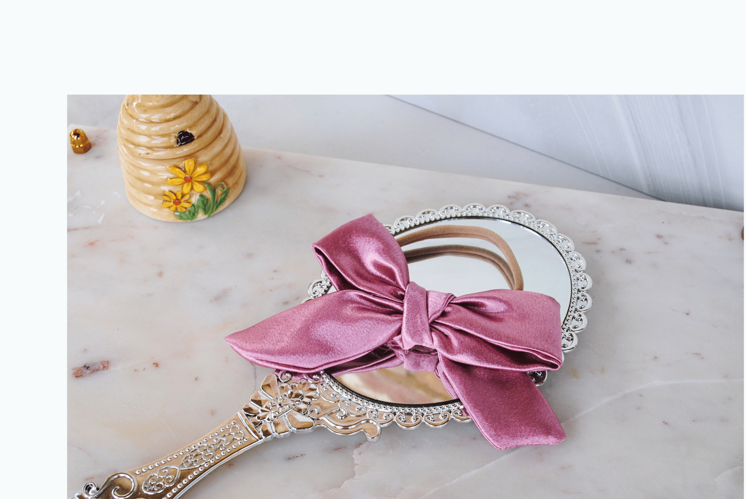 flat lay rose pink satin bow luxe baby headband