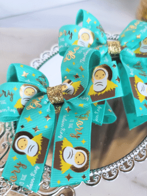 Baby in the Manger Pigtail bow clips