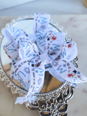 winter snowman pigtail bow clips
