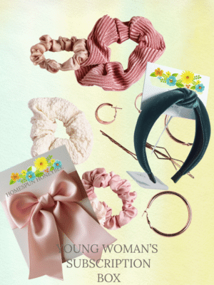 flat lay accessories showing contents of subscription box for teen girls